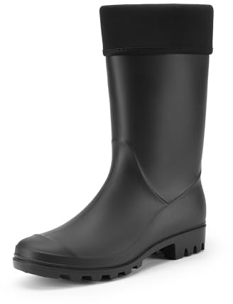 DREAM PAIRS Botas Alta PVC de Agua Mujer Zapatos de Lluvia Impermeable Antideslizante Ligero Moda con Forro Suave,Size 40,Negro,DWEMRB2509