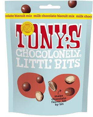 Tony's Chocolonely - Littl’ Bits Chocolate Mix Balls - Mini Milk Biscuit Chocolates in Sharing Pouch - 100g