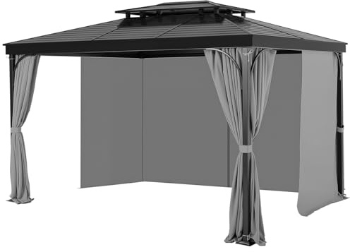 VEVOR Cortinas para Cenador para Exteriores 283 x 340 x 203,5 cm, Cortinas de Privacidad para Cenador de 4 Paneles Laterales con Cremalleras, Cortinas Parasol Universales Reemplazo, Gris