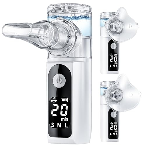 YOZISS Inhalationsgerät für Erwachsene Kinder,Tragbare Inhaliergeräte Inhalator mit automatische Reinigung,2 Masken und Mundstück,Leise Inhalator für Zuhause Reisen