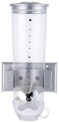 Amagogo Dispensador de Cereales, Contenedor de Almacenamiento de Alimentos para Cocina, Hermético, 1.5 L, Multiusos, para Montar en La Pared, Plata, Individual