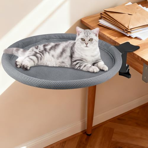 Brynlex Amaca per Gatti, Letto da Appendere per Gatto, Lettino per Gatti da Scrivania Rotazione a 360°, Cuccia Gatto Perfetto per Ufficio e Lavoro, per Animali Domestici Fino a 20 kg