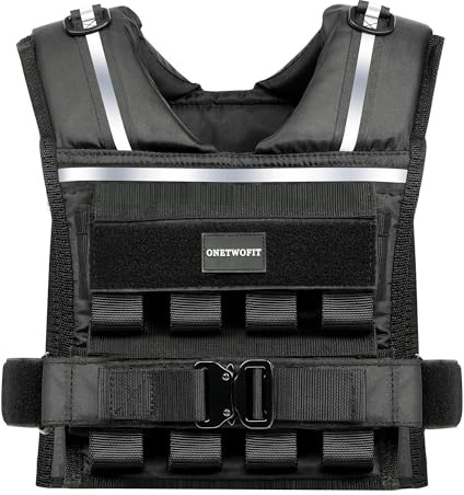 35lb/45lb Weighted Vest Men , Adjustable Rucking Vests for Walking with Reflective Stripe, 1.2 Ultra Thick Shoulder Padding Strength Training Workout Vest for Running GYM Home, Detachable Iron Weights