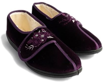 Dr Keller Women's Orthopaedic Slippers with Floral Design in Purple Faye 2