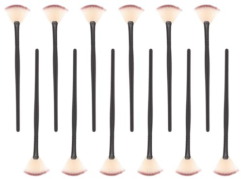 Operitacx Pinceles de Abanico para Mascarillas Faciales 12 Piezas, Aplicador de Mascarilla en Forma de Abanico, Cepillo Facial Negro Pequeño, Herramienta para Cuidado y Maquillaje de Rostro