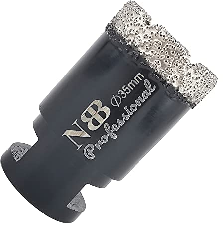 NBB Sierra de campana de diamante soldada al vacío con M14, para perforación profesional en seco o húmedo en porcelana dura, cerámica, azulejos, granito (35 mm)