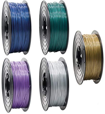 PETG Filament 3D Drucker 1,75mm / 5x 1kg Rolle 5 Metallic Farben 5er Set (5Kg) PET-G für 3D Printer oder Stift