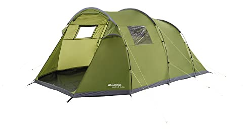 Eurohike Sendero 6 Tent for 6 People with Porch and Living Area, 6 Man, Easy to Pitch, Tunnel, Sewn In Groundsheet, Large and Spacious, Large Group or Family Camping, Festivals, 2000mm HH, Green