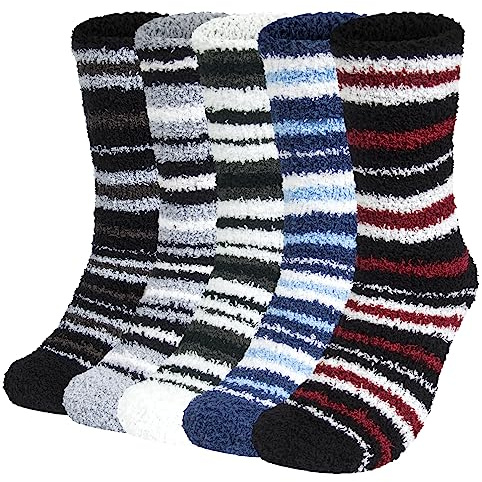 Justay Comf Lot de 5 paires de chaussettes d'hiver pour homme haute élasticité très chaudes et moelleuses, Taille Unique, Mélange de Couleurs 1