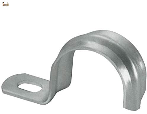 BricoLoco Grapa puente simple 1 pie. Abrazadera cable, tubo, manguera. Sujeción rápida y sencilla. Metálica con perforación para la fijación con tornillo. (50, D-25)