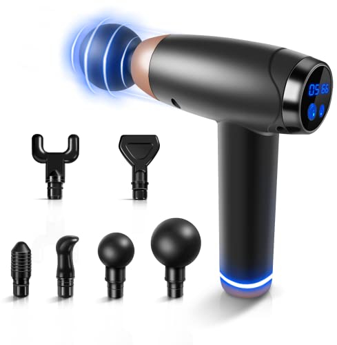 ZAMELUX Professionelle Muskelmassagepistole, Handmassagepistole mit 20 einstellbaren Ebenen und 6 Massageköpfen, LCD-Display, zur Schmerzlinderung und zur Entspannung von Müdigkeit