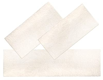 KARAT Elite - Flokati Flor - Set di 3 pezzi - 1 runner + 2 ponti di tappeto (67 cm, 1 x 330 cm e 2 x 130 cm, colore: bianco)