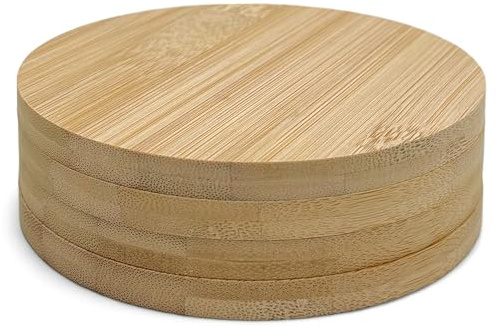 Set med 4 stycken dryckesunderlägg, glasunderlägg, teunderlägg, träunderlägg Ø 11 cm