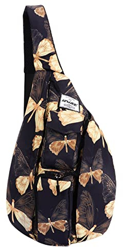 HAWEE Sport Sac de Poitrine Voyage Sling Sac à Bandoulière Crossbody Sac à Dos de Multifonction Casual for Unisexe Hommes Femmes Adolescentes Travail Etude Escalade Randonnée Courir, Papillon, L