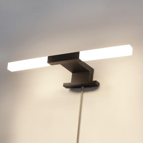 DILUMEN LED Spiegelleuchte Badezimmer Spiegellampe,28CM 5W 500LM Neutralweiß 4000K 230V Spiegellampen Spiegel Badezimmerschrank,Wandleuchte für bad,Schwarz 3in1 Montage IP44 Wasserdicht Badleuchte.