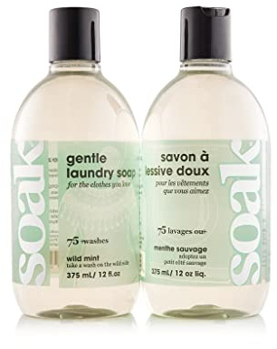 Soak Laundry Soap – 2 Pack Shop & Share | No Rinse, Plant Derived Hand Wash Detergent - 375 ml / 12 fl. oz, 75+ Washes (Wild Mint)