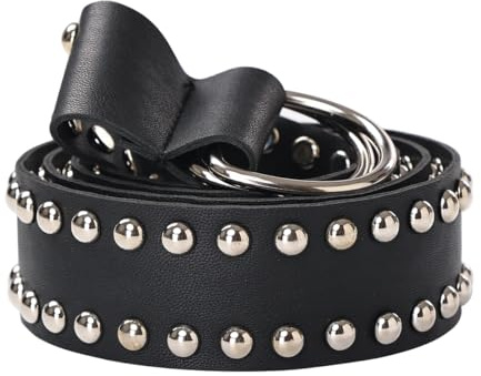 Cintura in vita rivettata medievale con cintura in pelle PU Steampunk per le donne, Nero , Etichettalia unica