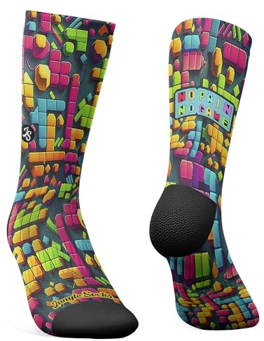 Jungle Socks Chaussettes de sport longues colorées et amusantes pour hommes et femmes, pour le CrossFit, le cyclisme, la course à pied, le VTT. Conçu en Europe. 43-46 EU.