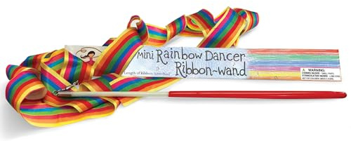 House of Marbles Mini Rainbow Dancer Ribbon Wand - Shorter 1.5m Ribbon for Younger Children & Small Hands, Easy Twirling, Dancing & Movement Play