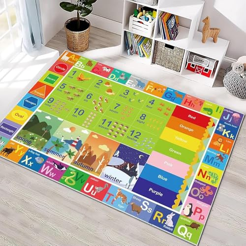 SXHYSM ABC Rug for Kids Playroom,Toddler Alphabet Carpet Washable for Baby Room,Classroom,Play Room,Floor,Bedroom (2.6×4ft)
