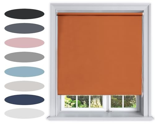 Blackout Plain Roller Blinds (Tomato Cream, 200W x 160H cm) | UV Protection, Insulated Trimmable Window Blind, Easy Fit, Child Safe for Home Bed Room,Living Room & Office