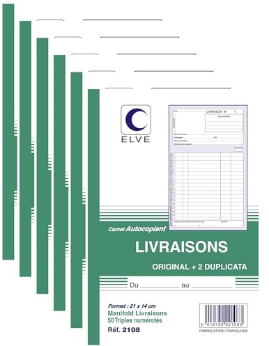 ELVE Lot de 6 Manifolds Livraison 140 x 210 mm 50 pages tripli
