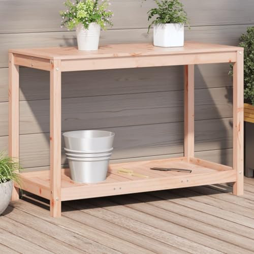 Rantry Table de plantation avec étagère - Table de jardin - Table de jardinage - Table de jardinage en bois - Table de travail pour jardin, terrasse - 108 x 50 x 75 cm - En bois massif de douglas