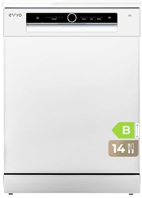 EVVO Lave-vaisselle largeur 60 cm, capacité pour 14 couverts et avec troisième plateau, efficacité B, 8 programmes inclus, lavage intelligent, zone wash, inno wash, ouverture automatique, modèle D5