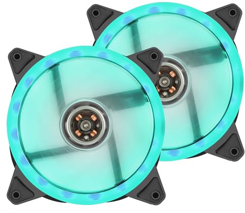 CERRXIAN Paquete de 2 ventiladores silenciosos LED Azul, ventilador silencioso para computadora de 3 pines con rodamiento hidráulico eficiente de 120 mm para cajas de PC de (Azul)