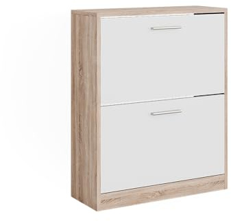 Vicco Schuhschrank Gizmo, Weiß/Sonoma, 59 x 72.5 cm 2 Fächern, zur Aufbewahrung von Schuhen und kombinierbar mit Gizmo Möbeln