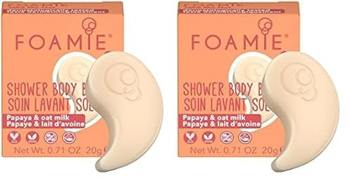 Foamie Doccia schiuma solido per tutti i tipi di pelle con papaya e latte d'avena che idrata intensamente la pelle 100% vegan e senza plastica 20 g (Confezione da 2)