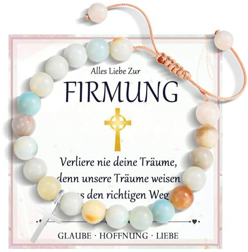FAOMZQ Firmung Armband für Mädchen: Perlen Kreuz Armband zur Firmung für Mädchen, Geschenk für Tochter Nichte Enkelin Schwester Freundin Patentochter von Mama Papa Großeltern