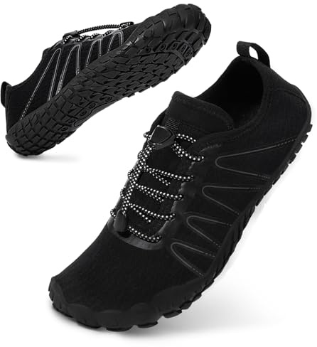 Bigzagger Barefoot Shoes Women Men Summer Barefoot Shoes Women's Quick Drying Bathing Shoes with Wide Toe Box and Zero-Drop Sole Unisex Barefoot Shoes Trail Running Shoes Fitness Shoes, C1 Black, 12