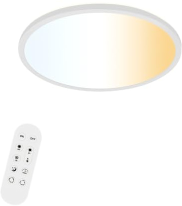 ONDTA Plafón LED Techo 22W 2800LM 2700K-6500K Regulable Ø42CM, Blanco