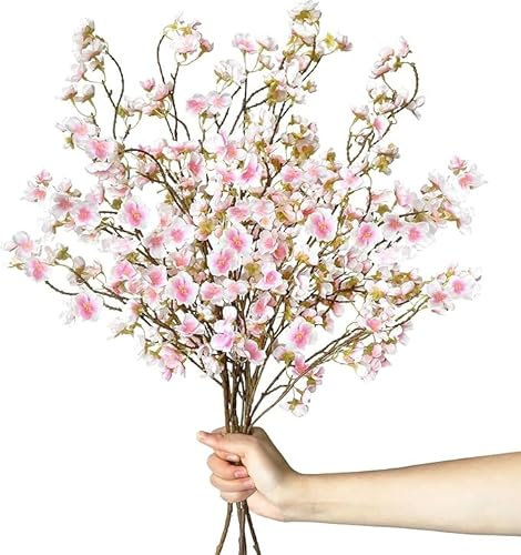 4 Pezzi Fiori Artificiali di Ciliegio 107cm Lungo Steli Composizioni per Vasi per Matrimoni Rami Rosa Chiaro Fiori Finti Fiori Finti per Vasi Alti lunghi Decorazioni per Casa Vaso Bouquet Decorazioni