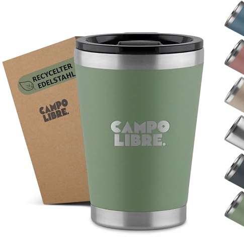 Campo Libre.® Bono I Thermobecher mit verschließbarem Deckel I Campingbecher 350ml I Thermosbecher I Perfekt als Teebecher to-go oder Coffee to-go Becher I Kaffeebecher thermo, Gelb