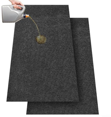 Alfombrilla multiusos para garaje, absorbente de aceite y agua, fieltro antideslizante con respaldo de goma protectora (2 m x 1 m)