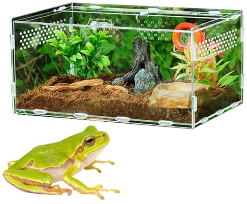 Terrarium för reptiler av akryl: transparent bur, stort husdjurshäge, ventilationsfunktion på locket med säker förslutning, lätt, robust och tras