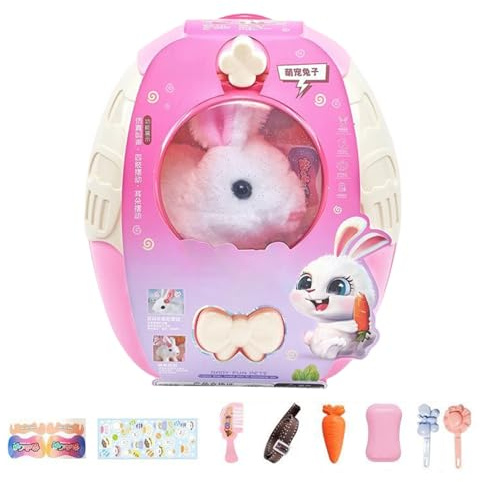 Coniglio Giocattolo per Bambini – Peluche Coniglio che Cammina, Animale Interattivo a Batteria, Simpatico Movimento Saltellante, Funzione di Produzione del Suono, Texture Morbida | Ottimo per giochi f