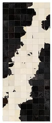 Suixtil Alfombra de Piel Vaca Natural, Redonda, Suave, con Parte Inferior Antideslizante, insonorizada, for Sala Estar, Cuero ecológico, Grande, Hecha a Mano