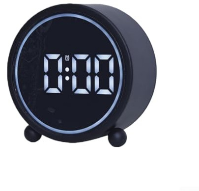 Orologio da tavolo analogico con quadrante digitale a LED, sveglia a doppia campana, funzionamento silenzioso con luce notturna a 3 livelli (nero)