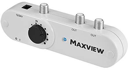 Maxview MXL008 12v or 24v 2 Way TV/FM/DAB Signal Booster with 19dB Variable Gain for Caravans, RV Motorhomes, HGV Trucks, Campervans