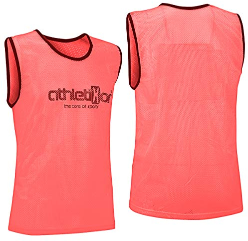 athletikor 10 Stück Fußballleibchen - Trainingsleibchen - Leibchen - Markierungshemden Farbe Pink (XL)