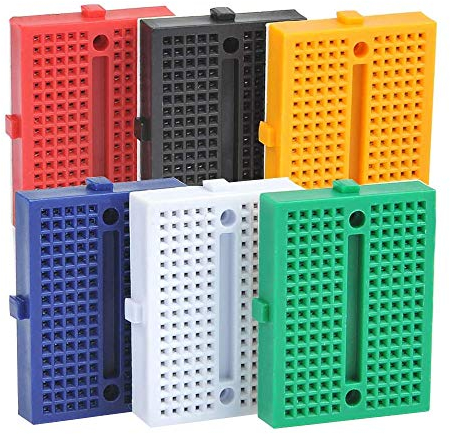 UMTMedia® 6 X Mixed Mini 170 Tie Point Solderless Breadboard Kit Yellow, Green, White, Black, Blue, Red Double Sided Tape For Arduino and Raspberry PI Projects
