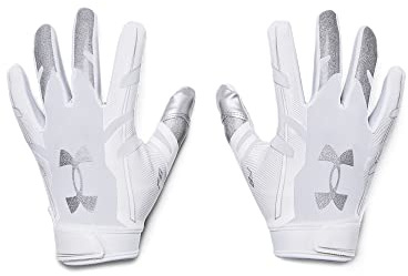 Under Armour Men's F8 Football Gloves , (100) / White / Metallic Silver , Small