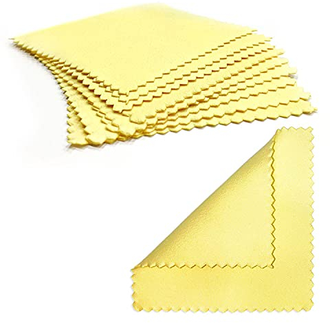 QEEQPF Lot de 15 Chiffons de Nettoyage pour Bijoux Chiffon de Polissage Jaune Antirouille et Anti-oxydation Chiffons de Nettoyage pour Bijoux pour Perle Sterling Or Platine et Argent 8 x 8 cm