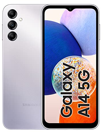 Samsung Galaxy A14 5G, Android Smartphone, 6,6 Zoll Dynamic AMOLED Display, 5.000 mAh Akku, 64 GB/4 GB RAM Handy in Silver inkl. 30 Monate Herstellergarantie [Exklusiv bei Amazon]