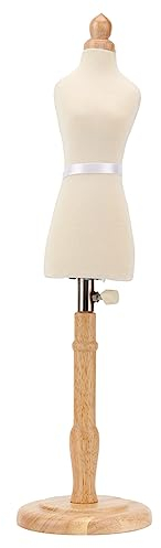 Weibliche Schneiderpuppe, 17,9–23,2 Zoll Höhenverstellbarer Weiblicher Kleidermodell-Torso-Schaufensterpuppenkörper mit Rundem Holzsockel für Kleidungspräsentation, Nähen