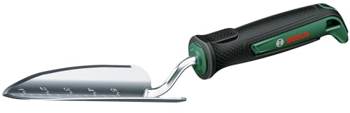 Bosch pala para plantar de jardín (para plantar y trasplantar, medir la profundidad del suelo para bulbos, robusta, acero inoxidable, mango engomado, diseño ergonómico)