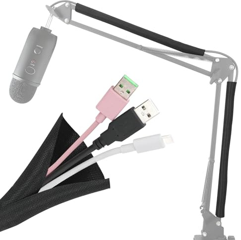 YOUSHARES Wire Sleeves for Cables - Cables Sleeve for Mic Stand, Tidy up the Wire Harness, Versatile, Flexible and Easy to Install(2PCS)